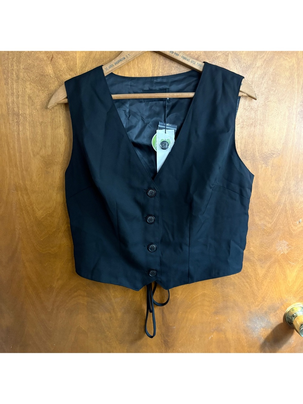 Cider Black Button Front Cinched Vest NWT XL Minimalist Formal Work Office Y2K
